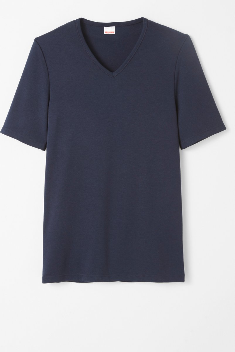 Damart - T-shirt met V-hals, korte mouwen en klassieke gebreide Thermolactyl-stof - Heren - Blauw - M