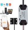 Smart Home Switch garagedeuropener met smartphone app, compatibel met Alexa, Google Home, Smart Life en Tuya Smart, naast de magnetische sensor.