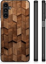 Houten Print Telefoonhoesje geschikt voor Samsung Galaxy A14 5G Wooden Cubes