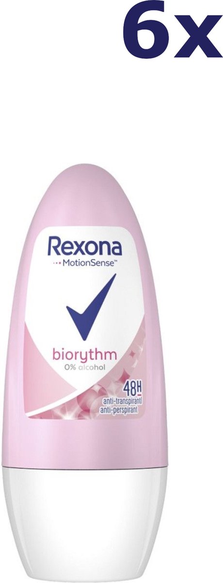 Goedkoopste Rexona Fresh Biorythm Deodorant Roller - 6 x 50 ml - Voordeelverpakking