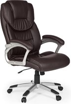Rootz Bureaustoel - Bruin Kunstleer - Ergonomisch met Hoofdsteun - Design Directiestoel - Bureaustoel met Schommelfunctie - Draaistoel - Hoge Rugleuning (X-XL, 120kg)