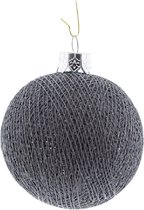 1x Grijze Cotton Balls kerstballen 6,5 cm - Kerstversiering - Kerstboomdecoratie - Kerstboomversiering - Hangdecoratie - Kerstballen in de kleur grijs