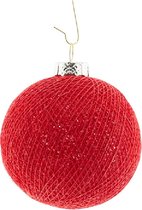1x Rode Cotton Balls kerstballen 6,5 cm - Kerstversiering - Kerstboomdecoratie - Kerstboomversiering - Hangdecoratie - Kerstballen in de kleur rood