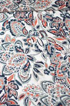 Viscose wit met bloemenprint in grijs, blauw en oranje 1 meter - modestoffen voor naaien - stoffen