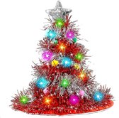 Kerstmuts Kerstboom Met RGB LED Lichtjes - Rood