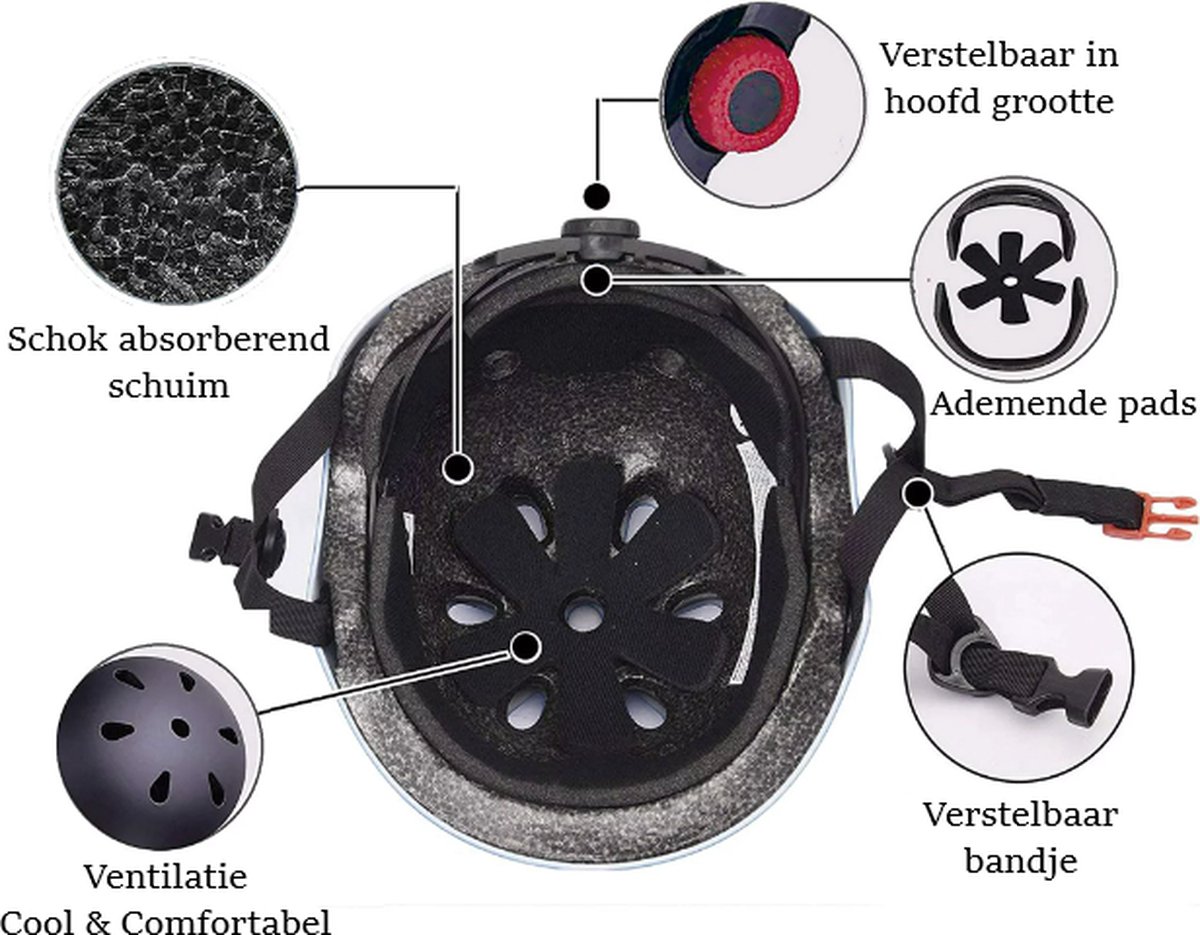 Hunta® Kinderhelm Maat S – Rode Verstelbare Fietshelm en Sporthelm – Voor Inline Skates, Rolschaatsen, Skateboarden en Fietsen — afbeelding 6