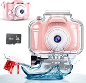 CosmoToys Kindercamera - Incl. Onderwaterbehuizing + Beschermhoes + 32GB SD-Kaart - Fototoestel Kinderen - Kids Camera - Digitaal - 1080P Full HD - Roze