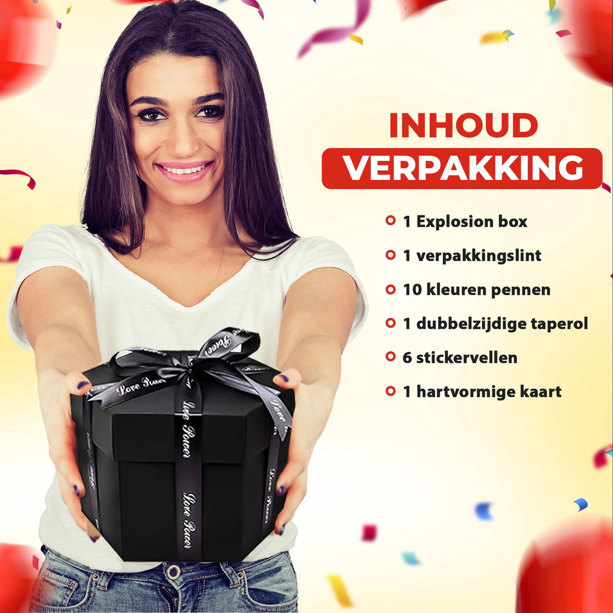 AWEMOZ Explosion Box - Foto box - Mystery Box - Unieke Geschenkdoos - Explosie box - Foto Doos - Knutselen - Incl. Kleuren Pennen en Stickervellen — afbeelding 2