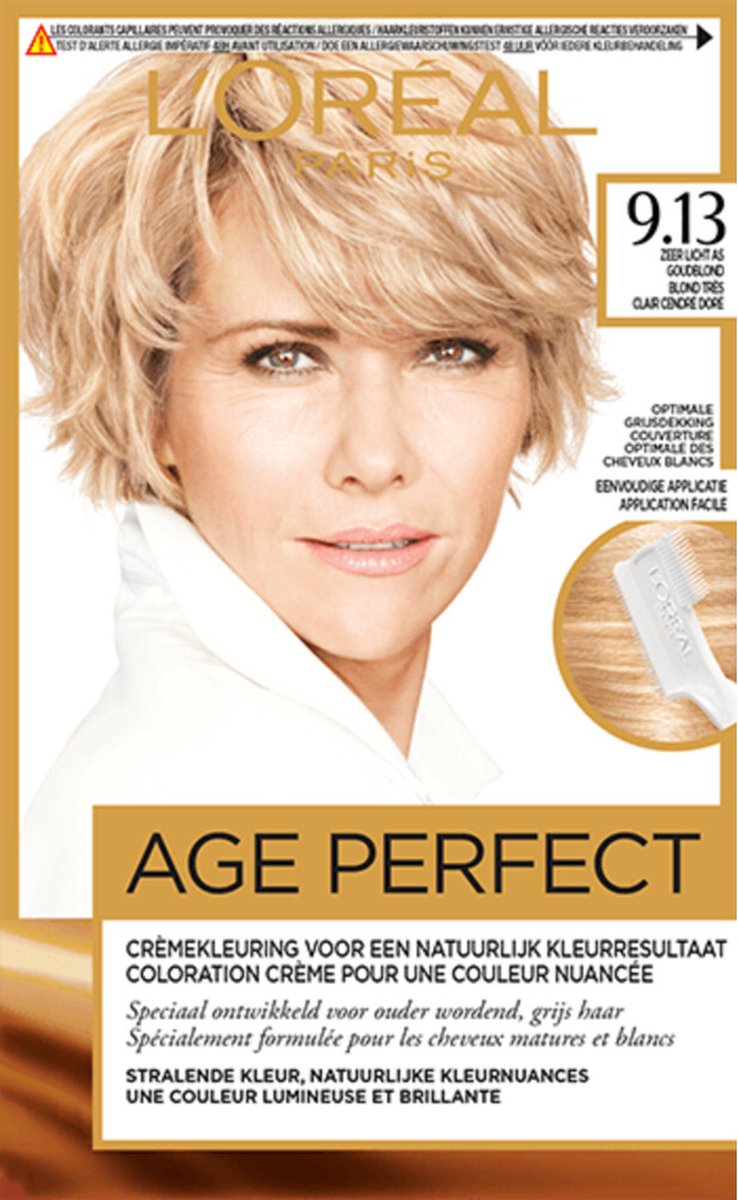 3x L'Oréal Excellence Age Perfect Haarverf 9.13 Zeer Licht as Goudblond