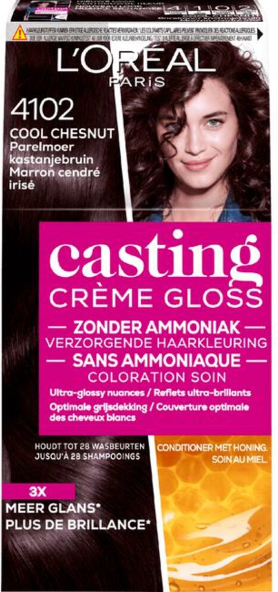 L'Oréal - Casting Crème Gloss Semi-Permanente Haarkleuring 4102 Parelmoer Kastanjebruin - 2 x 1 stuk - Voordeelverpakking
