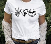 Tshirt - Peace Love Halloween Shirt - Halloween - Wit - S