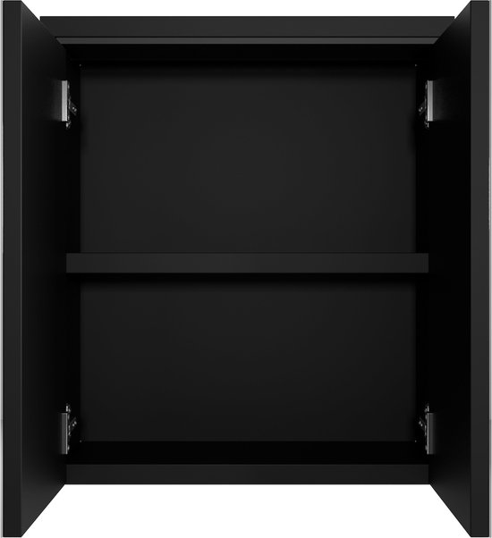 Station balnéaire - Armoire à miroir Toledo 600x200x590mm - Noir - Armoire à deux portes tournantes