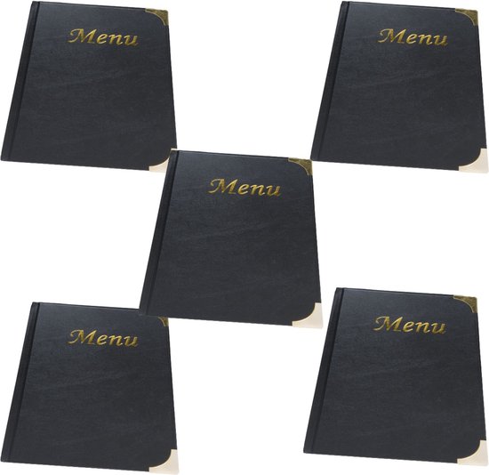 Foto: 5 pack menumap a5 zwart menukaart mappen menuhoezen