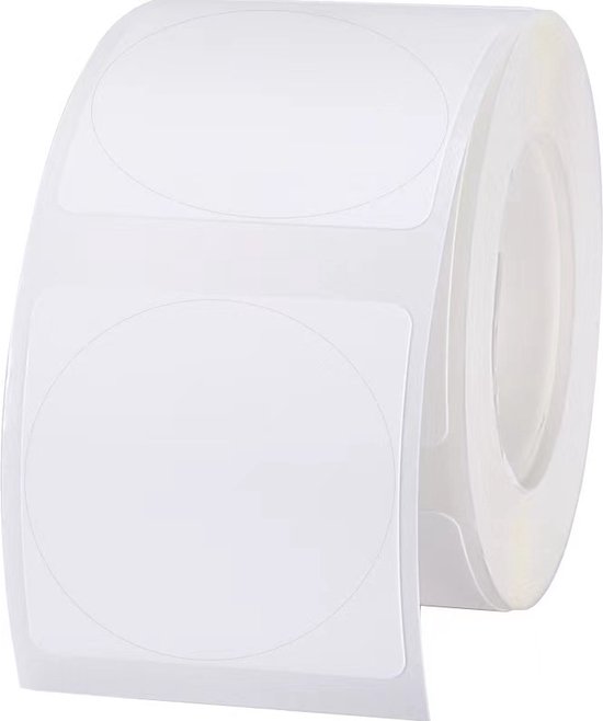 Rol met 31x31mm witte, ronde etiketten.