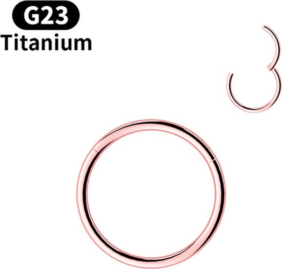 Titanium Piercing ring Rose gold- 6 mm - Dikte 1.2mm piercing helix - piercing oor - ring piercing- Anti allergie piercing - Ringetje geschikt voor Helix, Tragus, Septum, Lip, Neus & wenkbrauw piercing-