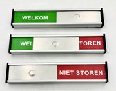 Schuifbordje Welkom - Niet Storen - 150 mm x 30 mm - Achterkant Voorzien van Dubbelzijdig Tape - 1 Stuk - Deurbordje - Aluminium
