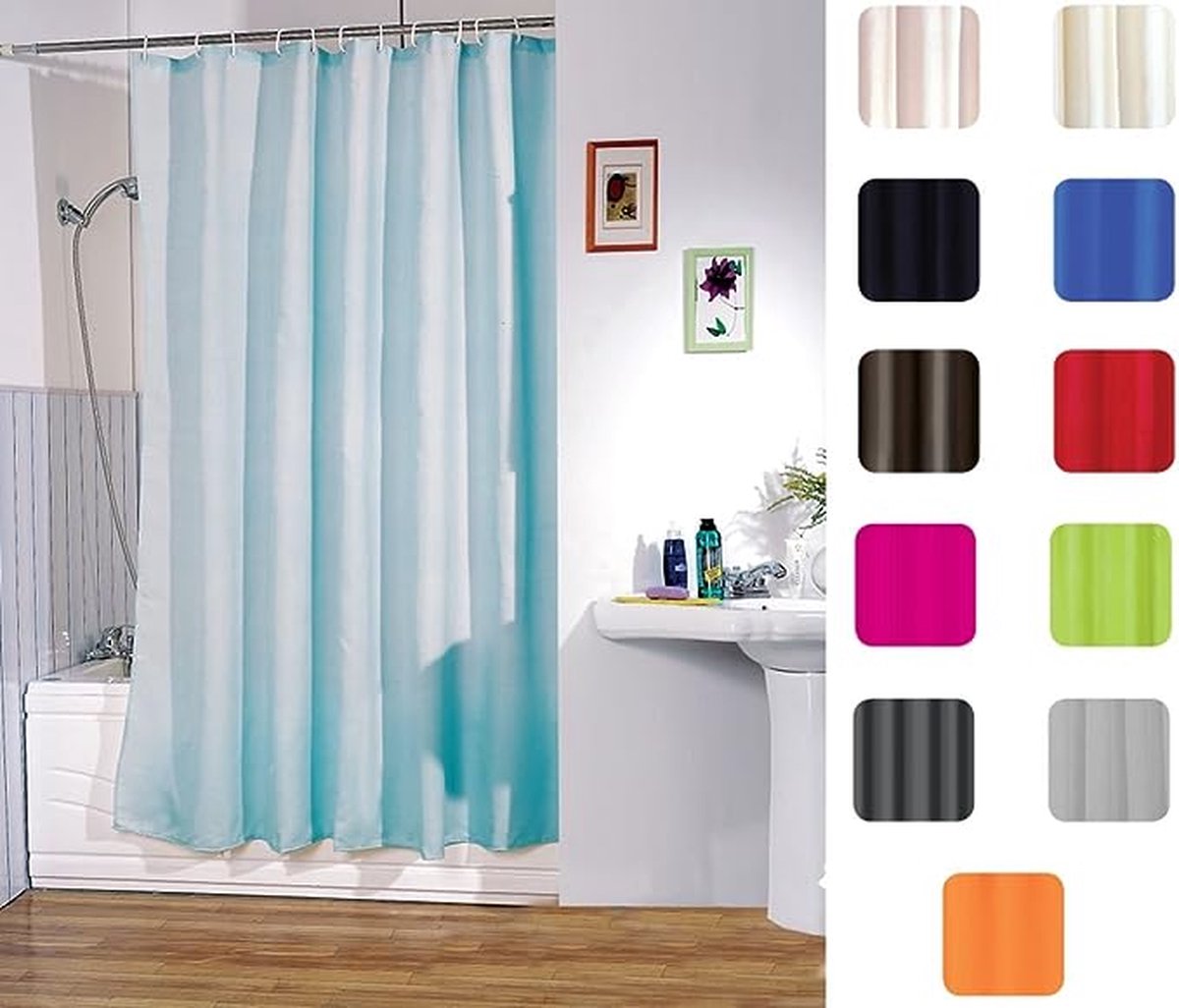 Bleu Clair Dégradé Rideau de Douche Anti Moisissure Tissu Lavable