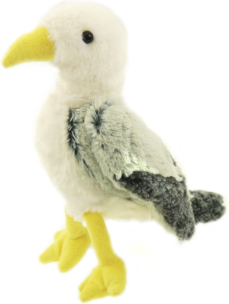 Creation pluche zeemeeuw knuffeldier - grijs/wit - met geluid - 25 cm -