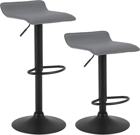 Yaheetech 4-delige barkrukset, verstelbare zithoogte 61,5 cm - 83 cm, gestoffeerde kruk met draaibare zitting, kruk met voetensteun, voor keuken, bar, salon, eetkamer, zwart