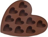 CHPN - Chocolademal - Ijsklontjesmal - Siliconen - Hartjes - Chocoladevormen - Bakvorm - IJsblokjesvorm - Bonbonvorm - Bruin - Mal