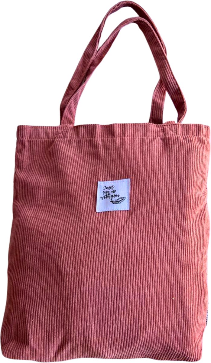 GoDaily - Dames - Schoudertas - Tote Bag - Ribstof - Zalm Roze