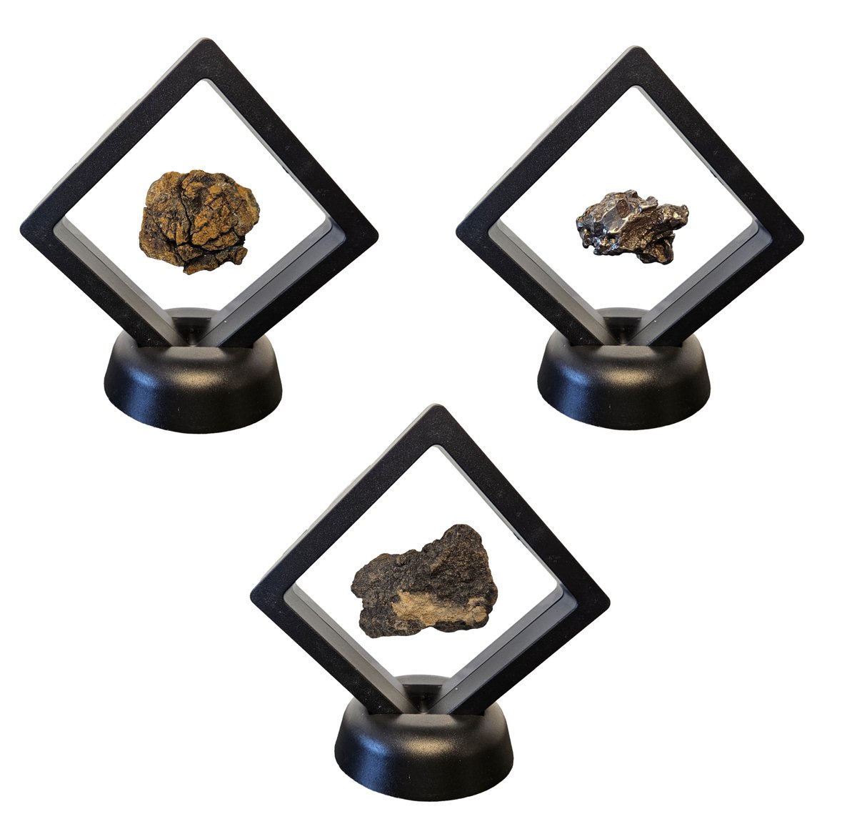 GreatGift - Meteorieten Set - Geleverd met Certificaat - Campo Del Cielo - Al Haggounia 001 - Sericho - Uniek cadeau voor hem - Vaderdag - De ruimte - Atrologie -