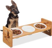 Gamelle surélevée Relaxdays pour chien - gamelle réglable pour chien - gamelle pour chien standard en bambou