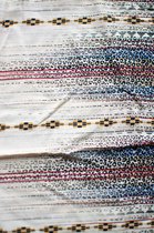 Viscose met gemixte print beige, rood en blauw 1 meter - modestoffen voor naaien - stoffen