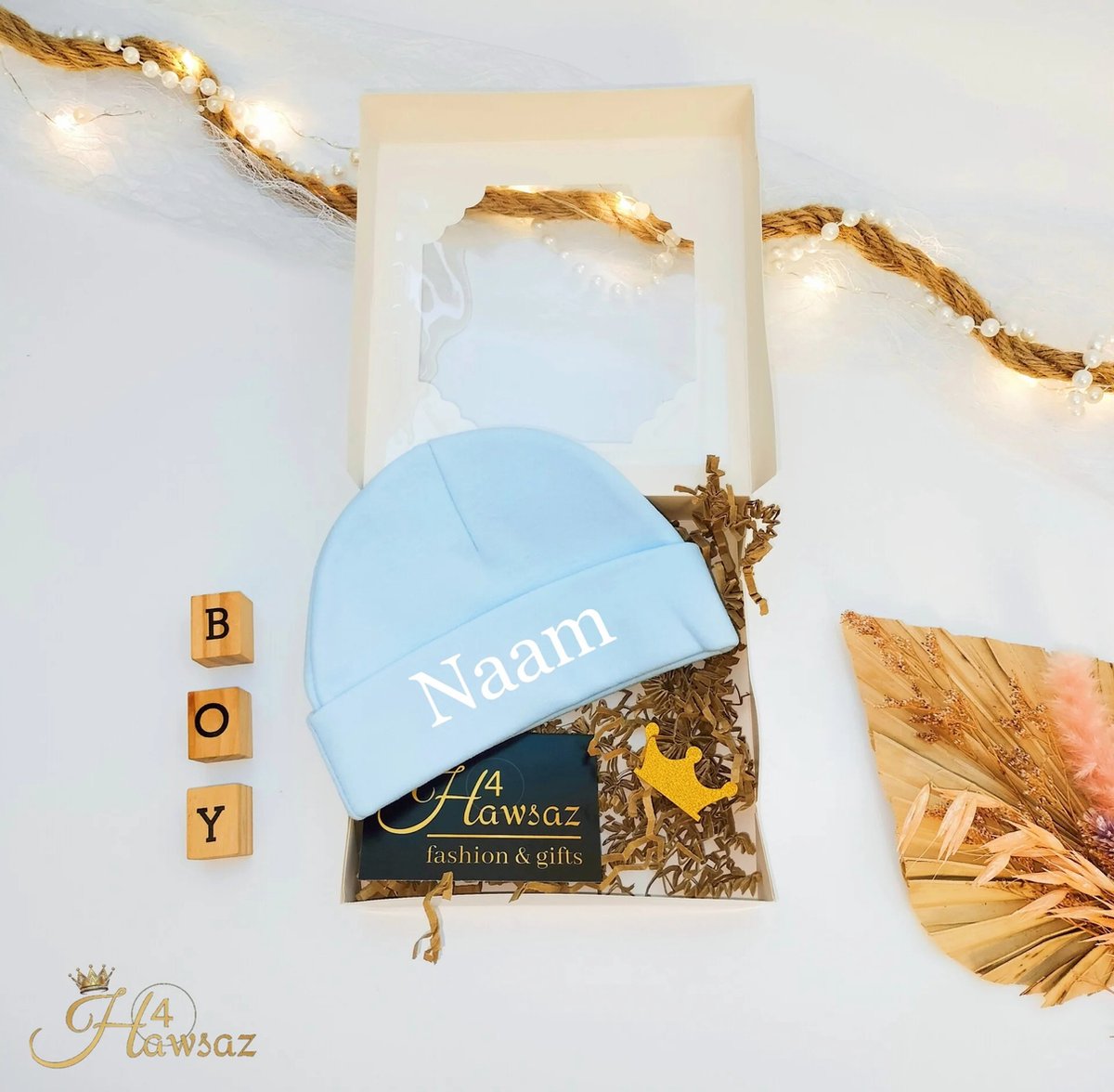 Goedkoopste Baby mutsje met naam - Hawsaz.nl cadeaus | Geboorte mutsje met naam | Babymuts gepersonaliseerd | Kraamcadeau | Newborn babymutsje | Kraamkado