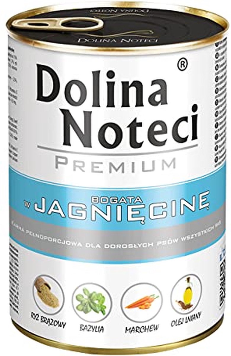 Dolina Noteci Premium - Natvoer Hond - Rijk aan Lam - Met Bruine Rijst & Wortel - 24 x 400g