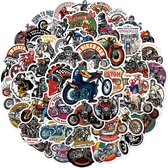 Motor Stickers - 50 Coole stickers voor Volwassenen met Klassieke Motoren & Engelse Teksten voor Laptop, Helm, Auto, Deur etc. 5x6CM