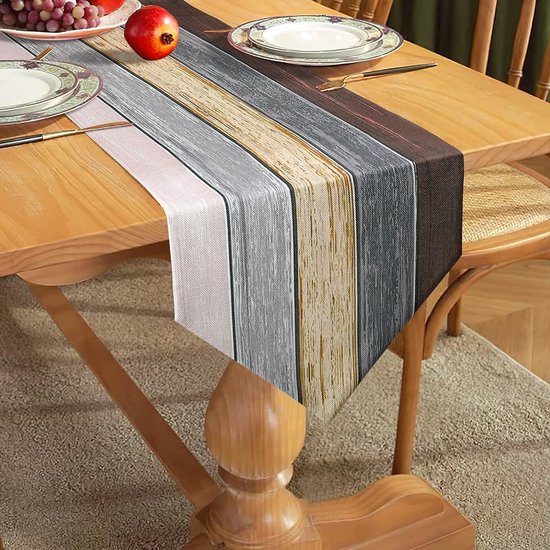 Chemin de table moderne 40 x 140 cm gris rustique rayé texture bois chemin  de table... | bol