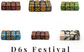 D6 Festival Set - Zes Sets Dice | Dobbelstenen - 6 Sets Van 5 Stuks | Voor D&D en Andere Rollenspellen | Plastic Dobbelstenen Sets voor Dungeons and Dragons | Polyhedral Dice Sets | Plus Dice Bags