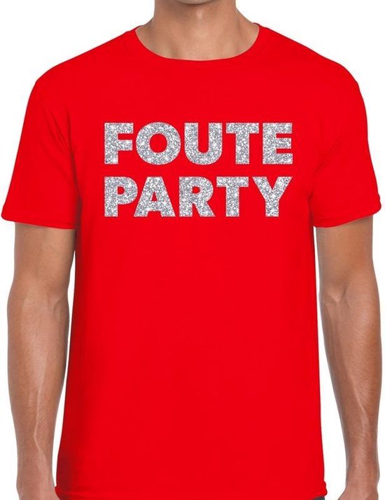 Uitgaan van parlement vermogen Foute party zilveren glitter tekst t-shirt rood heren - Foute party kleding  L | bol.com