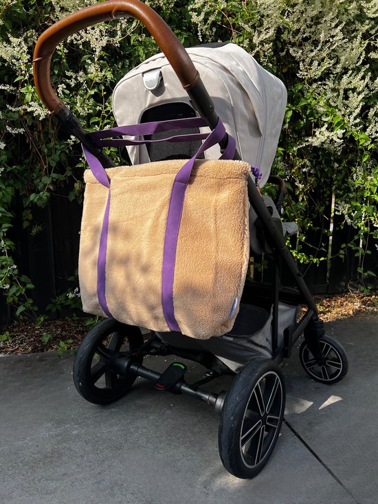 Mom Bag Beige - Chunky Teddy - Paarse details - Luiertas - Indyaantje Denim van Indyaantje Denim — afbeelding 2