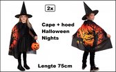 2x Cape + chapeau Nuits d'Halloween - ENFANTS - longueur de la cape 75cm - Soirée à thème effrayante Horreur fête d'Halloween party amusante