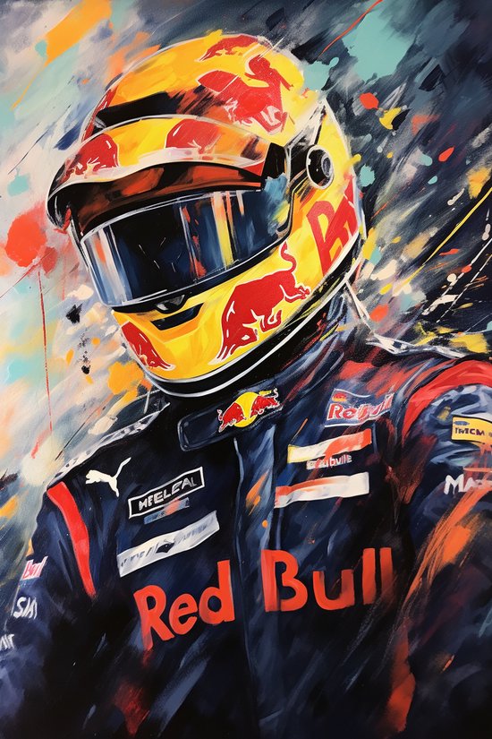 Max Verstappen Poster | Red Bull | Abstrait | Affiche F1 | Formule 1 Affiche | 51x71cm | Décoration d'intérieur | Affiche murale | Convient pour l'encadrement