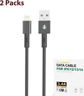 2x iPhone oplader kabel geschikt voor Apple iPhone - iPhone kabel - iPhone oplaadkabel - Lightning USB kabel - iPhone lader