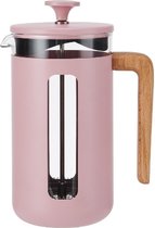 Cafetière, 8 Cups, 1 L, RVS, Glas, Hout, Roze - La Cafetière | Pisa