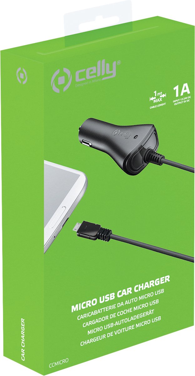 Celly Micro-USB 1A Car Charger 1 meter