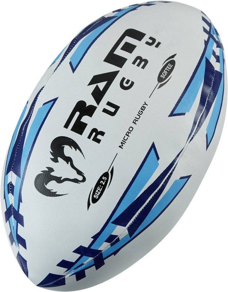 RAM Rugby Micro Softee Rugbybal - Maat 2.5 - Blauw - Nr. 1 Rugby Merk in Europa - Perfecte vorm en Duurzaam Top Kwaliteit RAM® Engeland