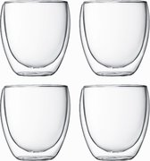 Betrahan Handgeblazen Dubbelwandige Glazen - 250ML Set van 4 - Koffieglazen - Theeglazen - Cappuccino Glazen - Gratis Glazen Rietjes