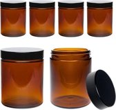 Viva Household Items Gabriele Hesse eK 6 pots en verre 180 ml / pots de pommade/pots de pommade en verre marron avec étiquettes
