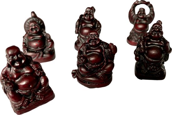 Boeddha Beeldjes mini rood 6 stuks 3cm