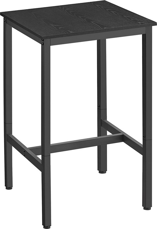 Signature Home Bartafel hoge - vierkante tafel - robuust stalen frame - industriële stijl zwart ebbenhout en zwart - 60 x 60 x 92 cm