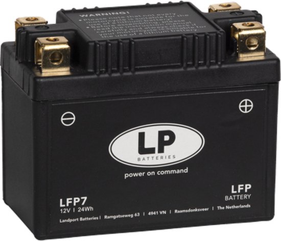 Lithium LiFePO4 motor accu 12V 24Wh LFP7 lichtgewicht 7Ah startaccu met 4 polen, onderhoudsvrij, compact