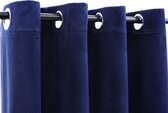 The Living Store fluwelen gordijnen - donkerblauw - 140 x 245 cm - Metalen ringen