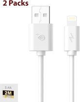 iPhone oplaad kabel 2 meter (2 packs) | USB A naar Lightning kabel | Oplaadkabel iPhone geschikt voor Apple iPhone - 480 Mbps - Sneller opladen - iPhone kabel (2 Packs)