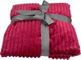 Plaid - Fleece deken - Bordeaux Rood - 180x200 cm - Woonplaid extra Groot - Huisdecoratie kleed - Sprei - Heerlijk zacht & warm - Corduroy - Ribstof