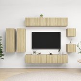The Living Store TV-meubelset Sonoma Eiken - Muurbevestiging - 2x 30.5x30x30cm + 2x 30.5x30x90cm + 4x 80x30x30cm